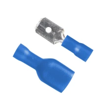 Lot de 10 cosses à sertir isolées mâles et femelles plates – largeur 6,35mm – 1,5 à 2,5 mm² – Bleu