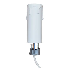 Bougie plastique équipée d'une douille E14 pré-câblée – 60W maxi haut. 65mm – Blanc