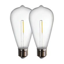 Lot de 2 ampoules LED ø64mm h.136mm 0,6W 55lm blanc chaud 2700K E27– Plastique haute résistance aux chocs (guirlande extérieure)