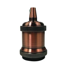 Kit cache-douille métal avec bague pour abat-jour + douille E27 – 4A 250V – Finition cuivre antique (suspension)