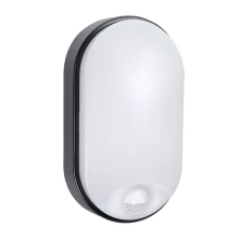 Hublot LED ovale ALUDRA avec détecteur de mouvement 12W 1200lm lumière réglable 3000/4000/6500K H.21cm – IP65 Noir (extérieur)