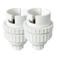 Lot de 2 douilles B22 avec bague de fixation d'abat-jour – 4A 250V –Plastique blanc (réparation et création de luminaires)