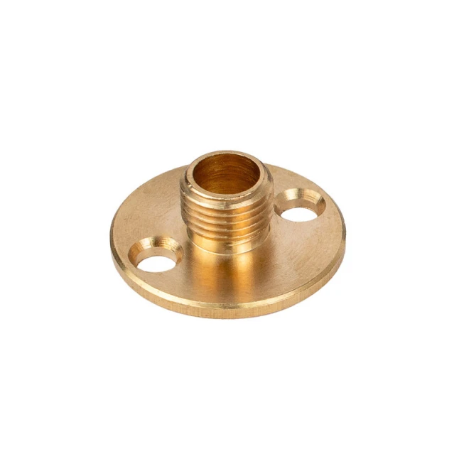 Raccord à plaque mâle pas 10x1 ø 25mm haut. 9,5mm – passage de câble ø 7mm – Laiton (montage luminaire) (photo n°1)