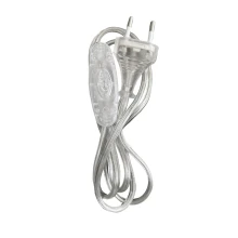 Cordon d’alimentation avec interrupteur et fiche 2 pôles 2A 250V – Long. 1m50 H03VVH2-F 2x0,75mm2 – Translucide (luminaire)