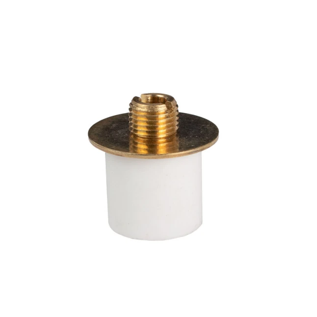 Raccord adaptateur bouteille mâle pas 10x1 ø19-21mm, passage câble ø5,6mm – Caoutchouc et support laiton (montage luminaire) (photo n°1)