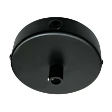Pavillon cache-fils ø100mm h.23mm, serre-câble métal, passage câble ø7mm – 1 sortie centrale, 2 latérales, métal noir (plafond)