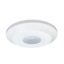 Détecteur de mouvement 360° extra-plat 25mm ø102mm – 800W max, portée 8m, temporisation/luminosité réglables (intérieur plafond)