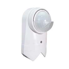 Détecteur de mouvement infrarouge 1200W maxi – Portée 8m, angle 240°, temporisation/luminosité réglables – Blanc IP54 (ext.)