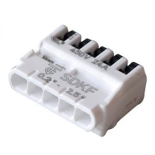 3 bornes de connexion 5 fils souples/rigides de 0,2 à 2,5mm2 24A 450V – Point de test (boîte de dérivation) – Fil démontable