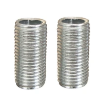 Lot de 2 tubulures filetées mâle pas 10x1 haut. 20mm – passage de câble ø 7mm – Acier (montage luminaire)