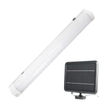 Réglette solaire LED AUGUSTA avec détecteur de mouvement – 5W 850lm blanc 4000K long.62,5cm – Plastique blanc IP65 (extérieur)