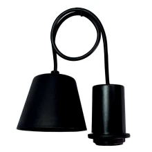 Suspension avec/sans abat-jour avec douille E27 60W maxi – Câble 44cm, pavillon ø90mm haut.70mm – Plastique noir (luminaire)