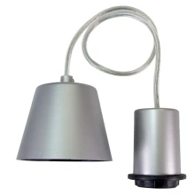 Suspension avec/sans abat-jour avec douille E27 60W maxi – Câble 44cm, pavillon ø90mm haut.70mm – Plastique gris (luminaire)