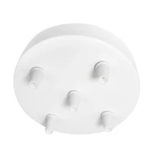 Plafonnier rond 5 câbles ø150mm haut.25mm, serre-câbles, passage de câble ø 7mm – Métal blanc (suspension multi-descente)