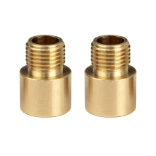 Lot de 2 raccords mâle/femelle pas 10x1 ø 12mm haut. 18mm – passage de câble ø 6,2mm – Laiton (montage luminaire)