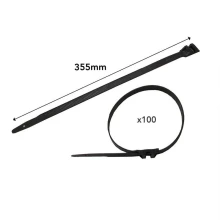 Lot de 100 colliers d'installation denture extérieure – 355x9mm – Polyamide noir (intérieur/extérieur)