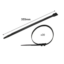 Lot de 30 colliers d'installation denture extérieure – 355x9mm – Polyamide noir (intérieur/extérieur)