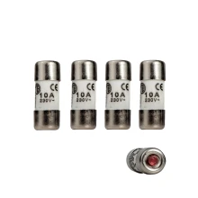 Lot de 4 fusibles céramique à voyant 8,5x23 mm 10A 230V (anciennes installations électriques)