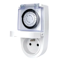 Programmateur journalier mécanique extérieur – Prise 2P+T 16A, inter marche forcée – 24 programmes – 3680W maxi IP44 (extérieur)