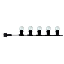 Guirlande guinguette LED 10m – 10 ampoules 0,8W 50lm B22 polycarbonate haute résistance – Blanc chaud 3000K IP44 (extérieur)