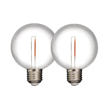 Lot de 2 globes LED ø 80mm 0,6W 55lm blanc chaud 3000K culot E27 – Plastique haute résistance aux chocs (guirlande extérieure)