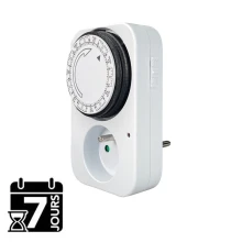 Programmateur hebdomadaire mécanique – Prise 2P+T – Inter marche forcée – 42 programmes – 3500W maxi (intérieur)