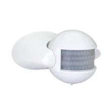 Détecteur de mouvement infrarouge 1200W max, portée 12m, angle 180°, temporisation/luminosité réglables – Blanc IP44 (extérieur)