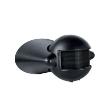 Détecteur de mouvement infrarouge 1200W max, portée 12m, angle 180°, temporisation/luminosité réglables – Noir IP44 (extérieur)