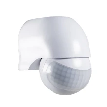 Détecteur de mouvement infrarouge 1200W max, portée 12m, angle 180°, temporisation/luminosité réglables – Blanc IP44 (extérieur)