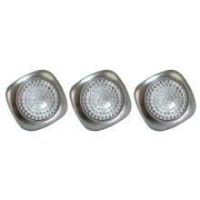 3 spots LED LUTOSA 0,16W 9,5lm blanc froid 6400K, inter, fixation adhésive, piles non fournies – Argent (sous étagère, placard)