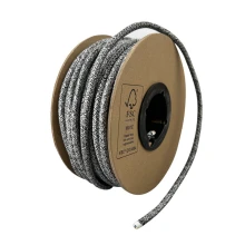 Câble électrique tissu rond bobine 25m ø 6,2mm – H03VV-F 2x0,75mm2 – Gris chiné (luminaire)