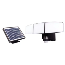 Projecteur solaire LED avec détecteur de mouvement – 15W 930lm blanc neutre 4000K – 3 têtes orientables – IP44 Noir (extérieur)