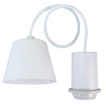 Suspension avec/sans abat-jour avec douille E27 60W maxi – Câble 44cm, pavillon ø90mm haut.70mm –Plastique blanc (luminaire)