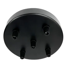 Plafonnier rond 5 câbles ø 150mm H.25mm, serre-câbles, passage câble ø 7mm – Métal noir (suspension multi-descente)