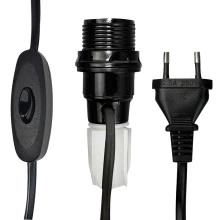 Kit adaptateur bouteille avec douille E14, cordon avec inter et fiche 2 pôles long. 1m50 – Plastique noir (lampe de table)