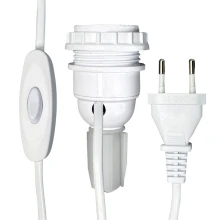 Kit adaptateur bouteille avec douille E27, cordon avec inter et fiche 2 pôles long. 1m50 – Plastique blanc (lampe de table)
