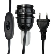 Kit adaptateur bouteille avec douille E27, cordon avec inter et fiche 2 pôles long. 1m50 – Plastique noir (lampe de table)
