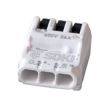 5 bornes de connexion 3 fils souples/rigides de 0,2 à 2,5mm2 24A 450V – Point de test (boîte de dérivation) – Fil démontable