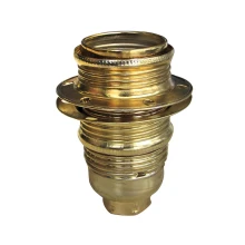 Douille E14 filetée avec 2 bagues pour abat-jour – 2A 250V – Métal finition dorée (luminaire)