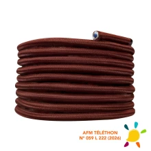 Câble électrique tissu rond long. 3m ø 6,2mm – H03VV-F 2x0,75mm2– Lie de vin (luminaire)