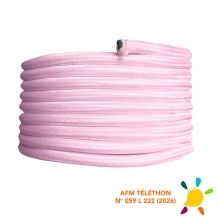 Câble électrique tissu rond long. 3m ø 6,2mm – H03VV-F 2x0,75mm2 – Rose (luminaire)