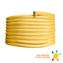 Câble électrique tissu rond long. 3m ø 6,2mm – H03VV-F 2x0,75mm2 – Jaune (luminaire)