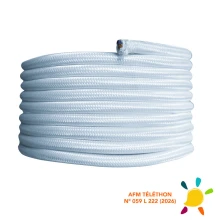 Câble électrique tissu rond long. 3m ø 6,2mm – H03VV-F 2x0,75mm2 – Bleu pastel (luminaire)