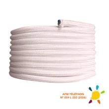 Câble électrique tissu rond long. 3m ø 6,2mm – H03VV-F 2x0,75mm2 – Rose ballerine (luminaire)