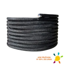 Câble électrique tissu rond long. 3m ø 6,2mm – H03VV-F 2x0,75mm2 – Noir carbone (luminaire)