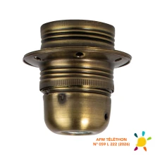 Douille E27 filetée avec 2 bagues pour abat-jour – 4A 250V – A connecter à la terre – Métal finition bronze antique (luminaire)
