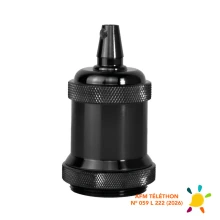 Kit cache-douille métal avec bague pour abat-jour + douille E27 – 4A 250V – Finition noir perle (suspension)