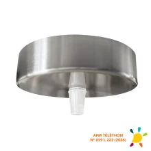 Pavillon cache-fils ø 100mm haut. 25mm avec serre-câble plastique, passage de câble ø 7mm – Métal finition chrome (plafond)