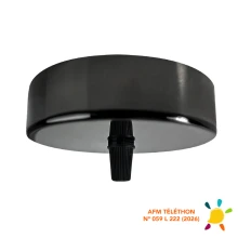 Pavillon cache-fils ø 100mm haut. 25mm avec serre-câble plastique, passage de câble ø 7mm – Métal finition noir perle (plafond)