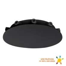 Plafonnier rond 12 câbles ø180mm H.27mm, serre-câbles, passage câble ø 7mm – Métal noir (suspension multi-descente)